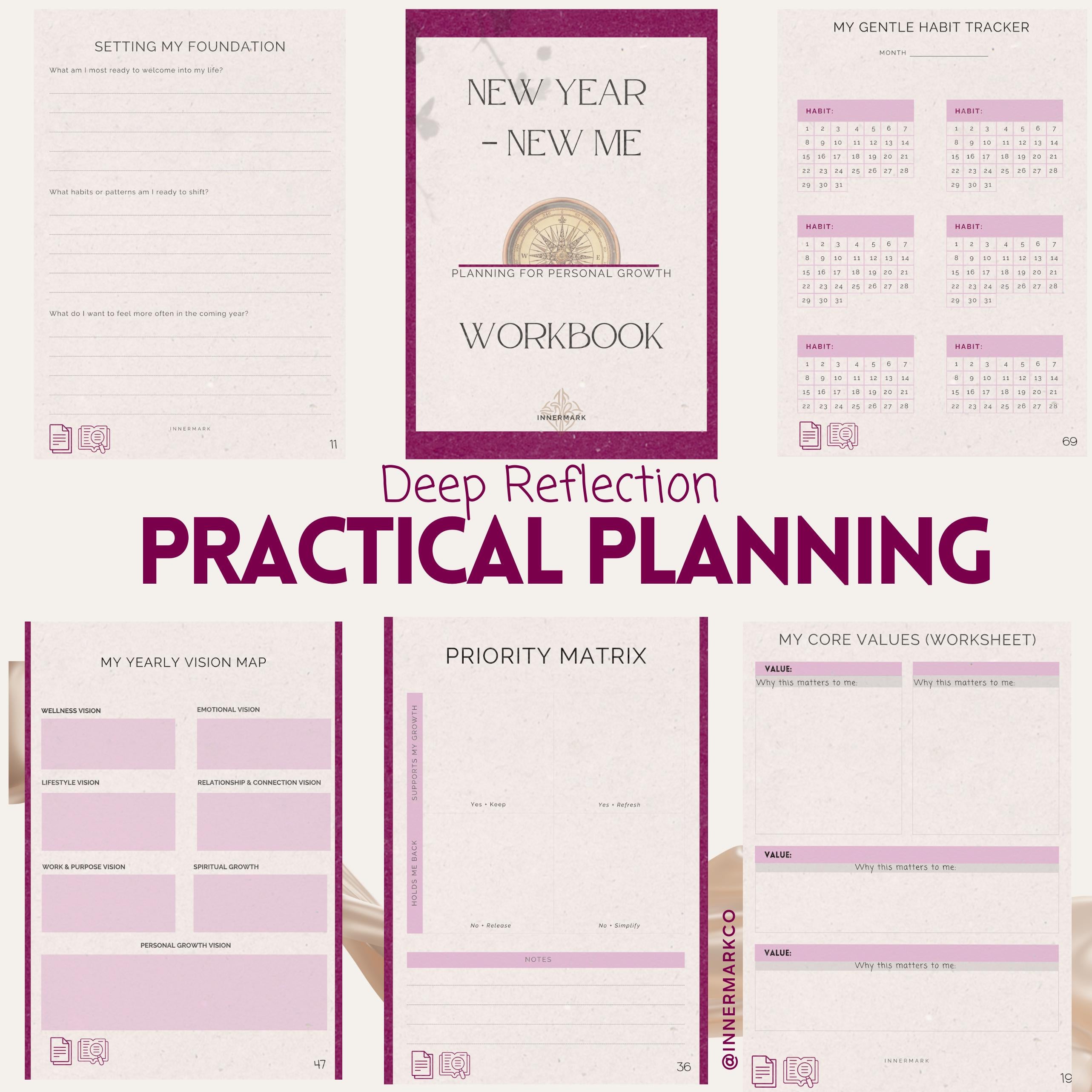 Goal Setting Journal | Letter Size, A4 | Guided Planner for Self Discovery & Mindful Living