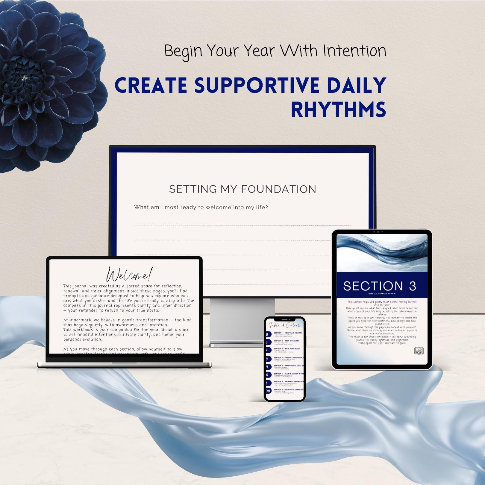 New Year Goal Setting Journal | Self Reflection Workbook (Digital Download)