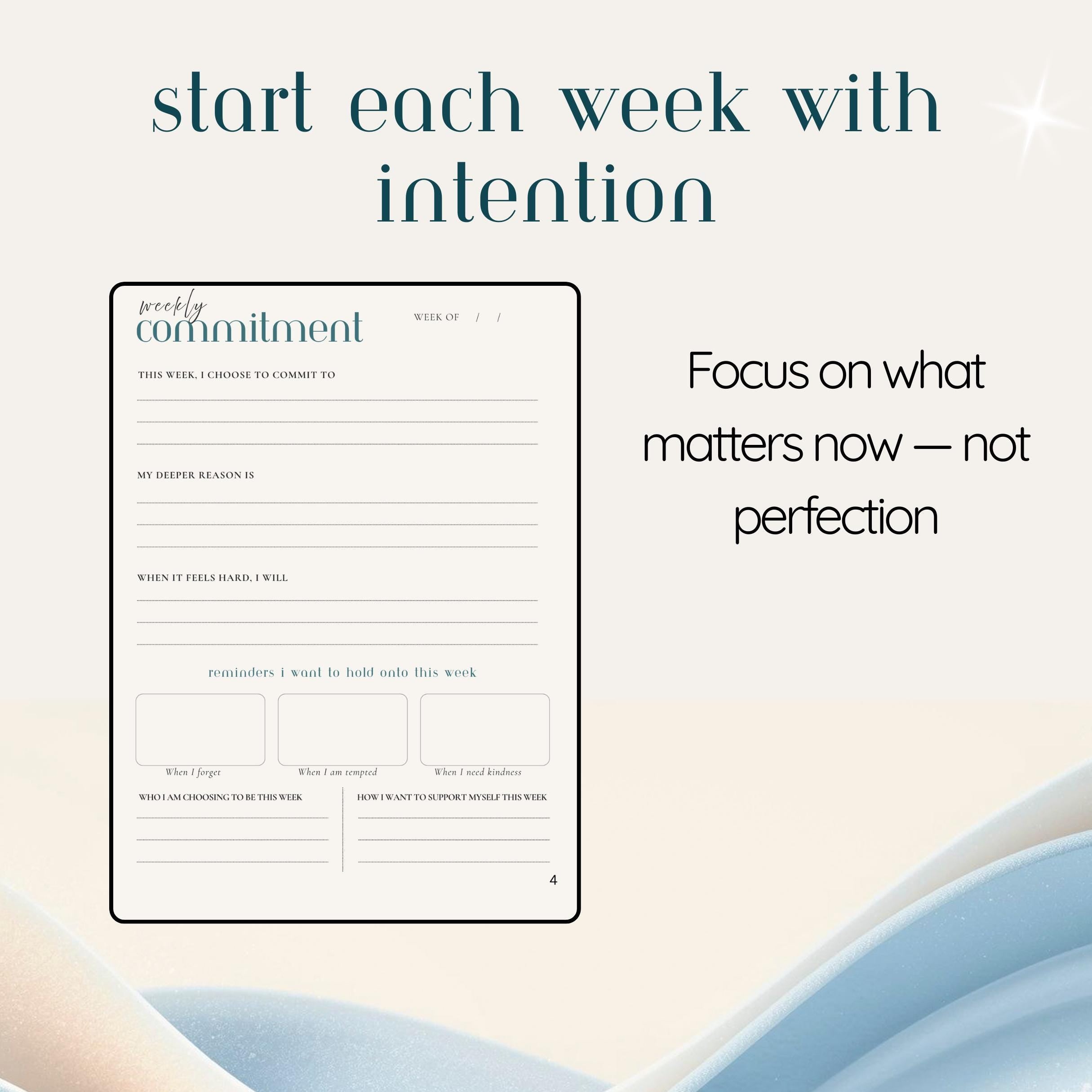 Habit Tracker Weekly Commitment Journal | Self Reflection Planner for Personal Growth, Mindfulness & Sustainable Change