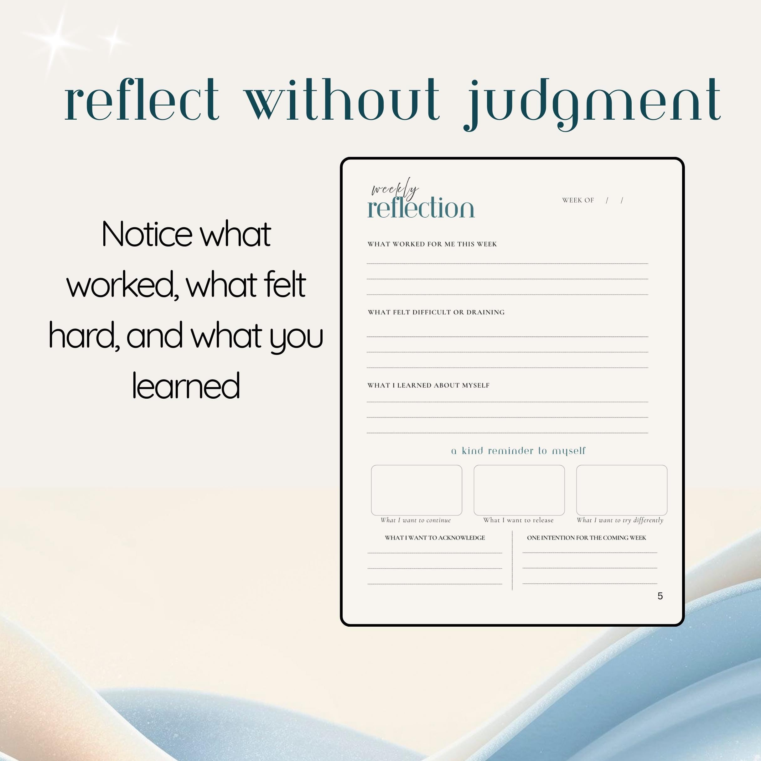 Habit Tracker Weekly Commitment Journal | Self Reflection Planner for Personal Growth, Mindfulness & Sustainable Change