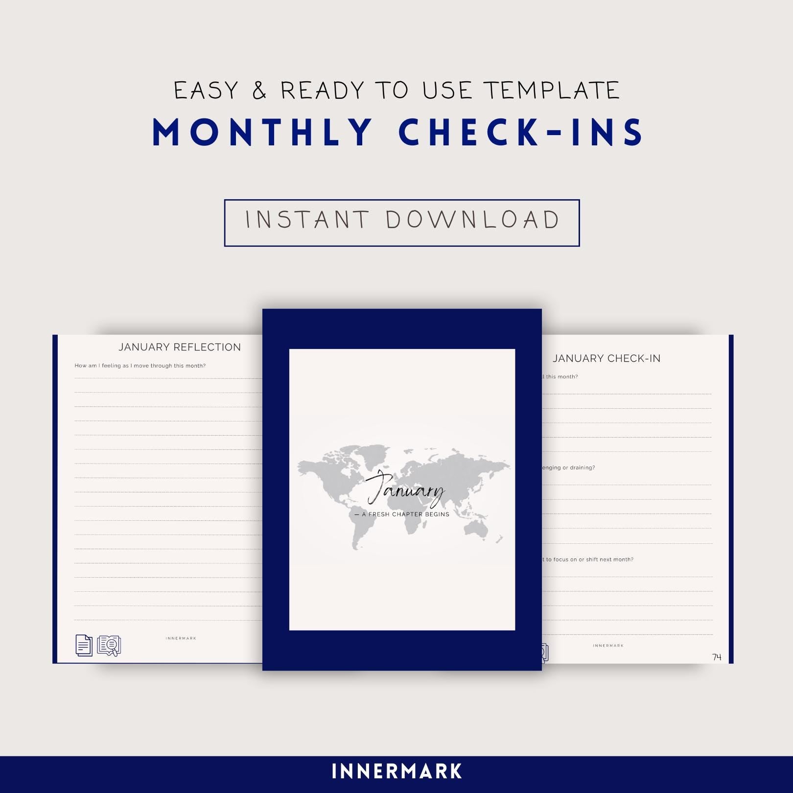 New Year Goal Setting Journal | Self Reflection Workbook (Digital Download)